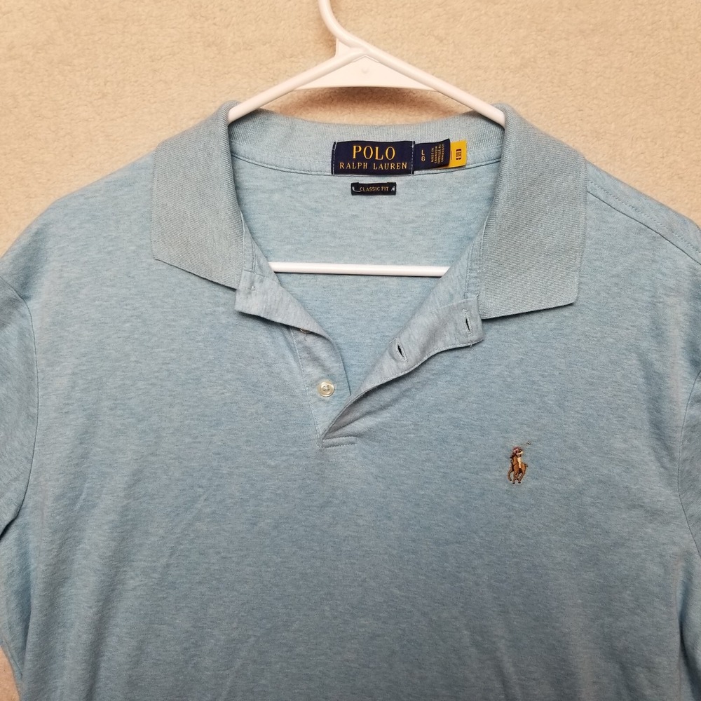 Polo Ralph Lauren Classic Fit Small Pony Polo‎ Heather Blue Shirt Soft Cotton
